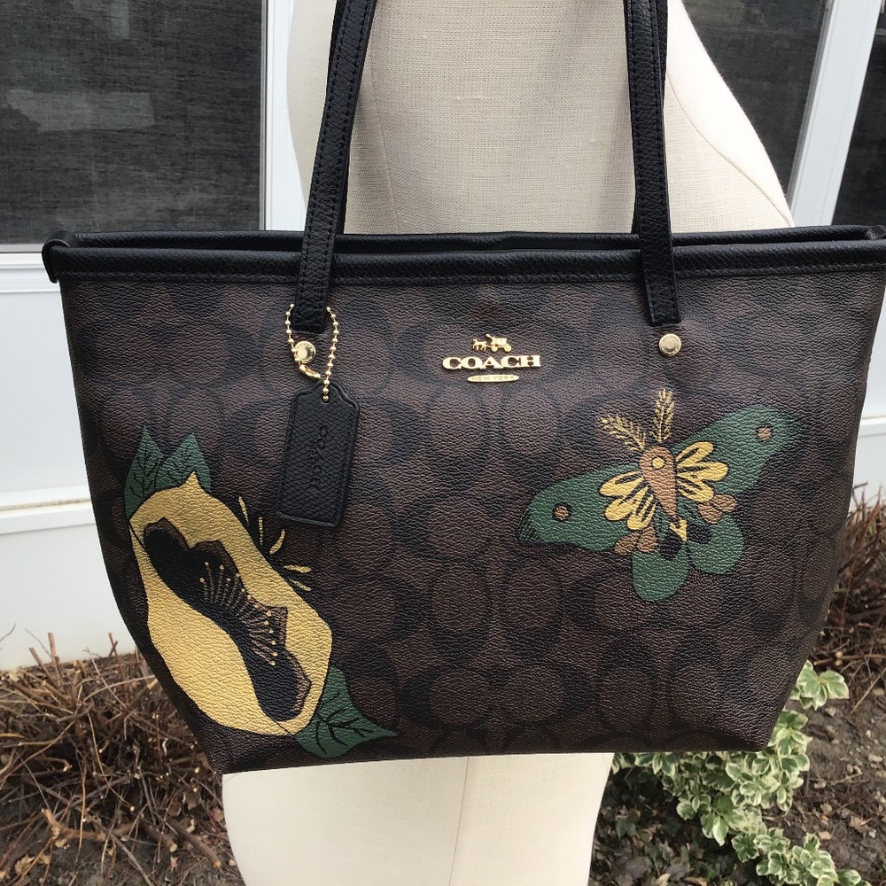 Coach hand painted handbag. Signature mini tote